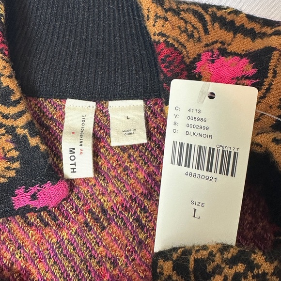 NWT New MOTH by Anthropologie Payton Jacquard Floral Cardigan Sweater Jacket L - Picture 5 of 7